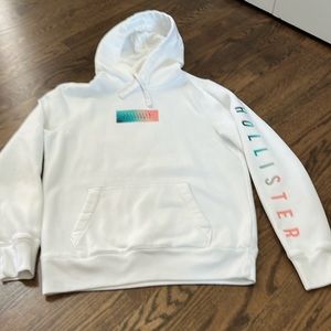 Hollister men’s size medium white hoodie, EUC